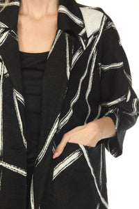 Joseph Ribkoff Abstract Jacquard Boxy Jacket in black off white 1 - women's jacket - view 4