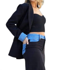 Endless Blu. - Tatiana Blazer With Denim Accents