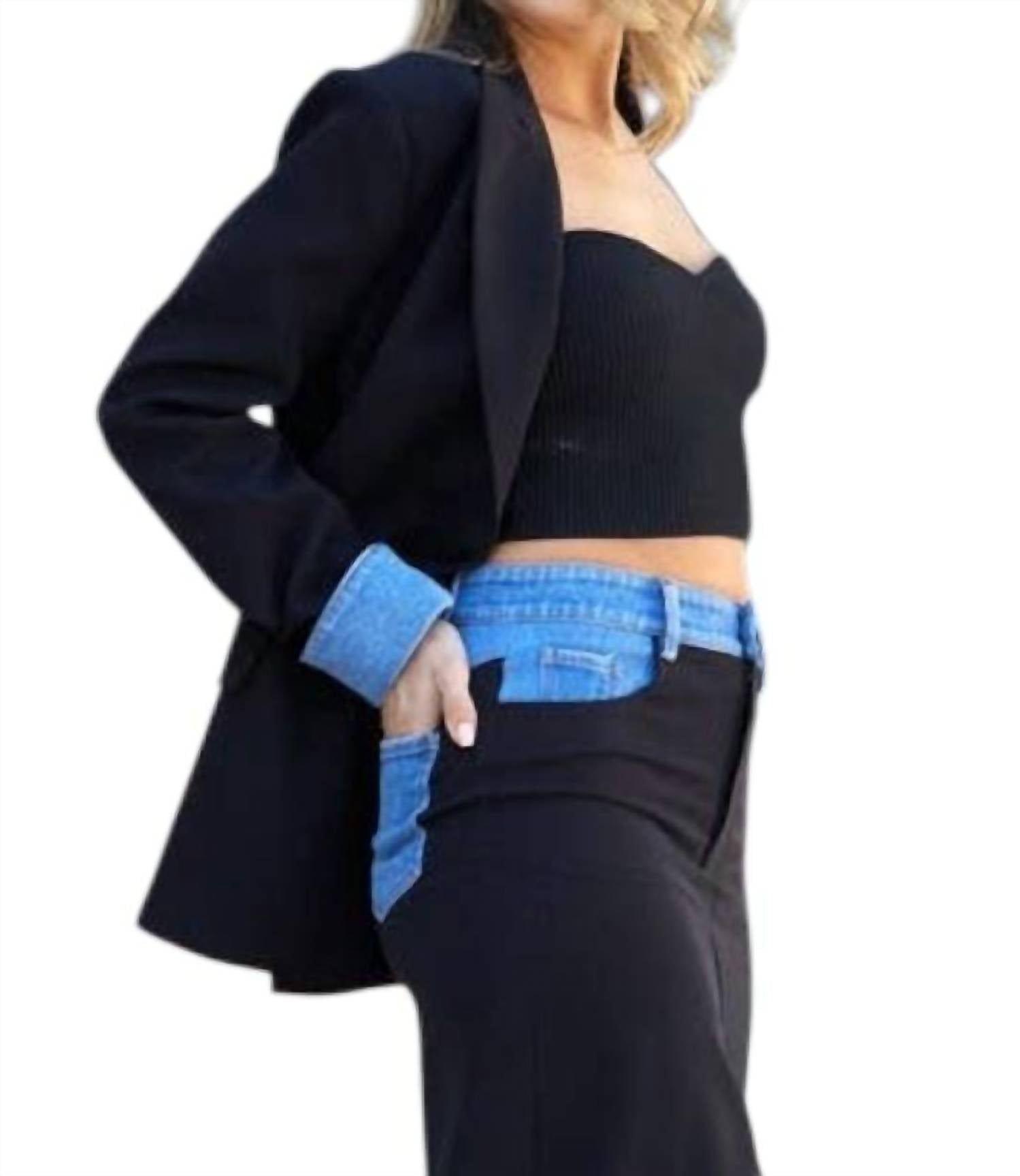Endless Blu. - Tatiana Blazer With Denim Accents