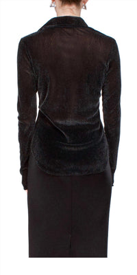 Priscavera - Velvet Mesh Button Down Shirt