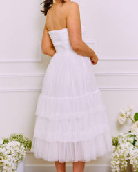 Luxxel - Tulle Strapless Midi Dress