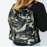 Pretty Simple Nori Nylon Zipper Backpack in green camo - women's bag - detail view