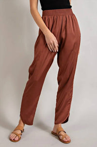 Ee:Some - SMOCKED SATIN PANTS