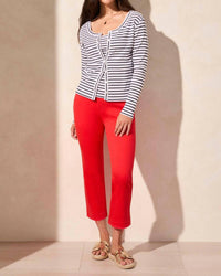 Tribal - Baby Rib Crew Neck Cardigan -plus