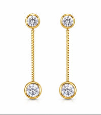 No Whining Designing - Women's Crystal Chain Drop Earrings
