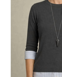 J'Envie/Eli Toulon Layered Sweater in putty - women's sweater - detail view