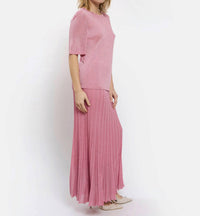 Maison Lurex Women's Pleated Skirt in malabar rose - women's skirt - view 4