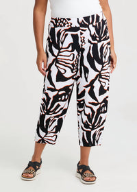 Shana Apparel Lantern Natural Crop Pant in print - women's pants