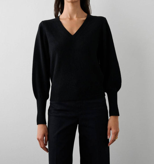 White + Warren - Cashmere Blouson Sleeve V-neck Top