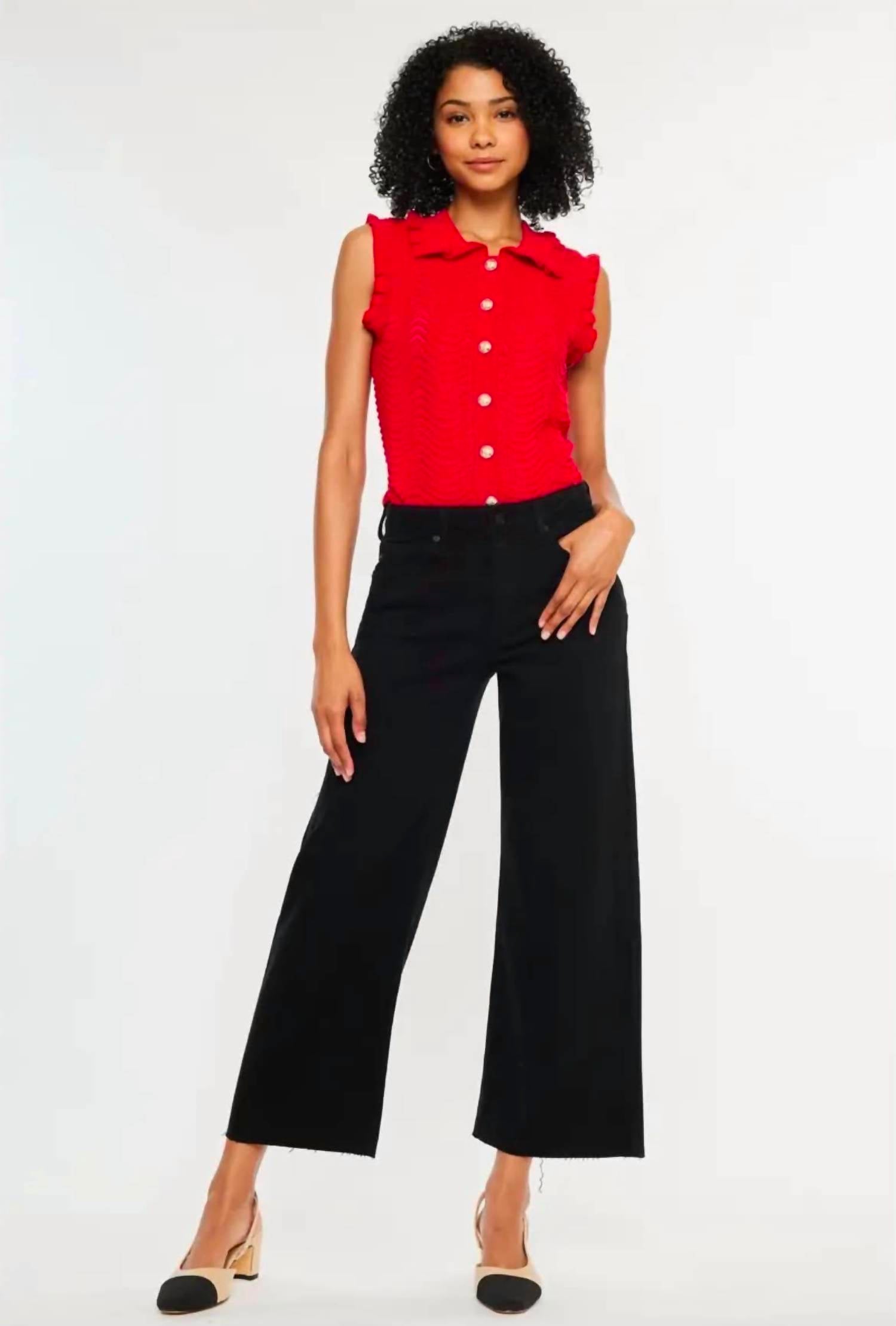 Kancan - High Rise Crop Wide Leg Jean
