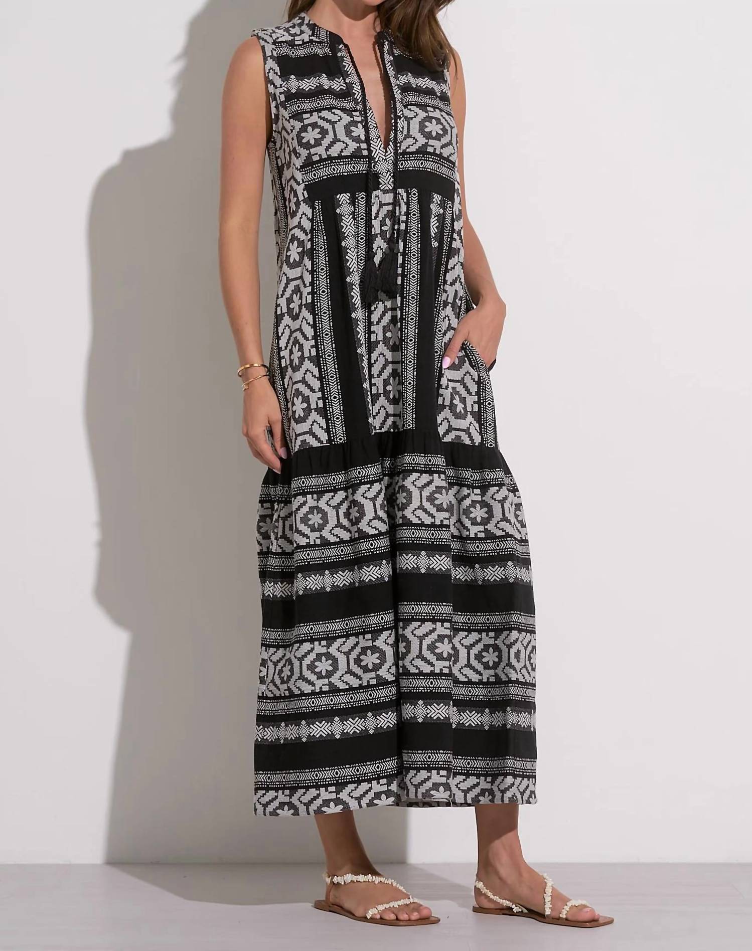 Elan - Sleeveless V-neck Maxi Dress