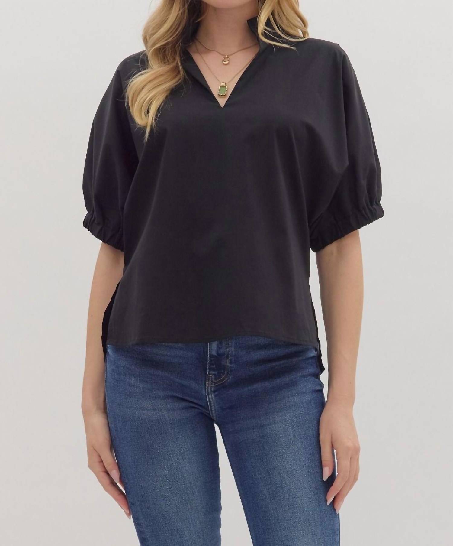 entro A Walk In The Dark Top in the dark top in black - women's blouse - detail view
