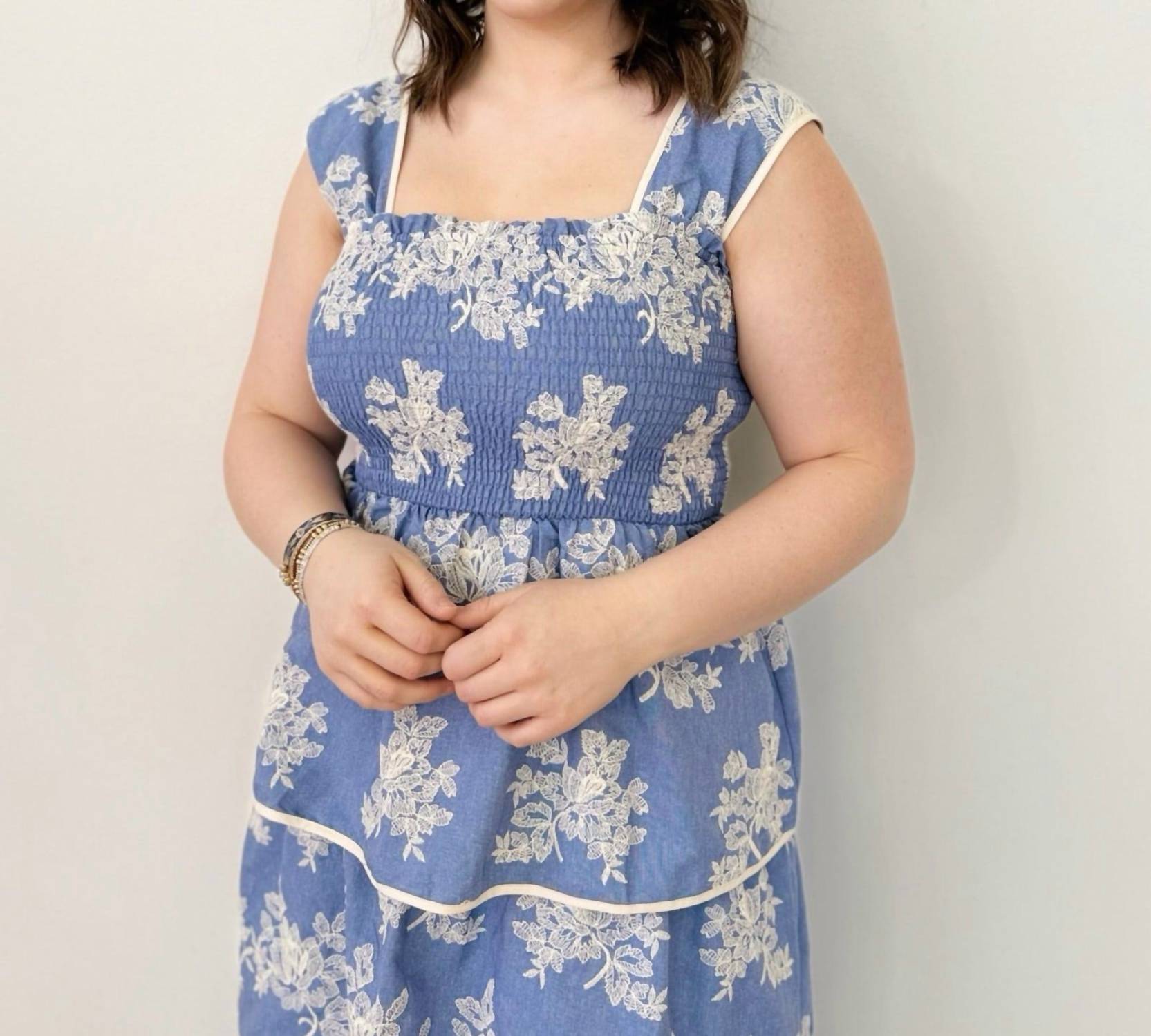 Aureum - Carmella Embroidered Tiered Midi Dress