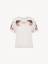 APRICOT Floral Embroidered Ruffle Sleeve Top in white - women's blouse - view 5
