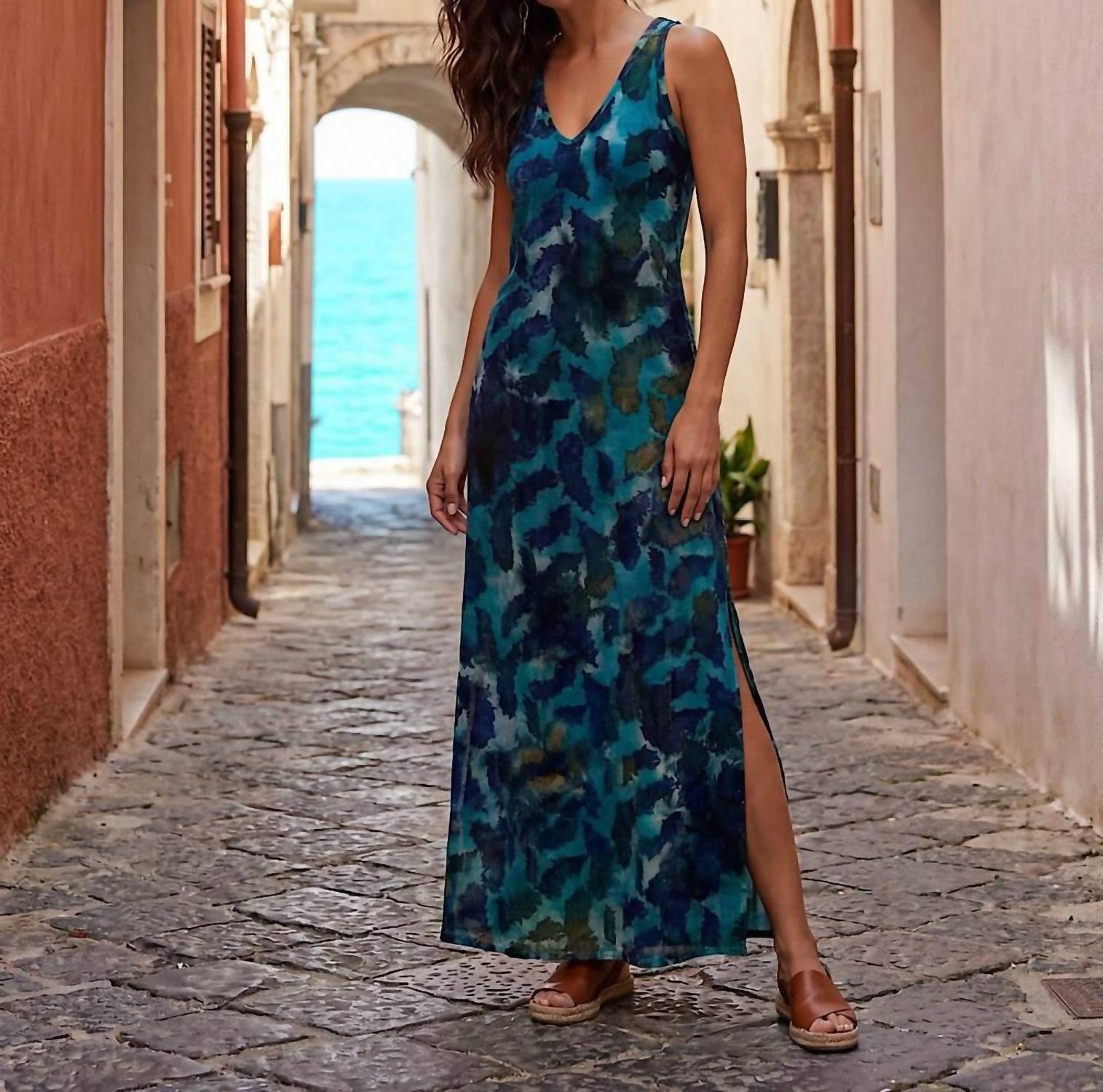 Karen Kane - Side-Slit Burnout Maxi Dress