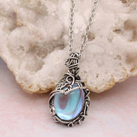Zad - Women's Iridescent Glass Drop Necklace