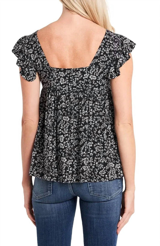 Cece - Floral Ruffle Sleeveless Top