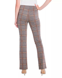 Nic + Zoe Sketched Plaid Bootcut Pants in nuetral multi - women's pants - detail view