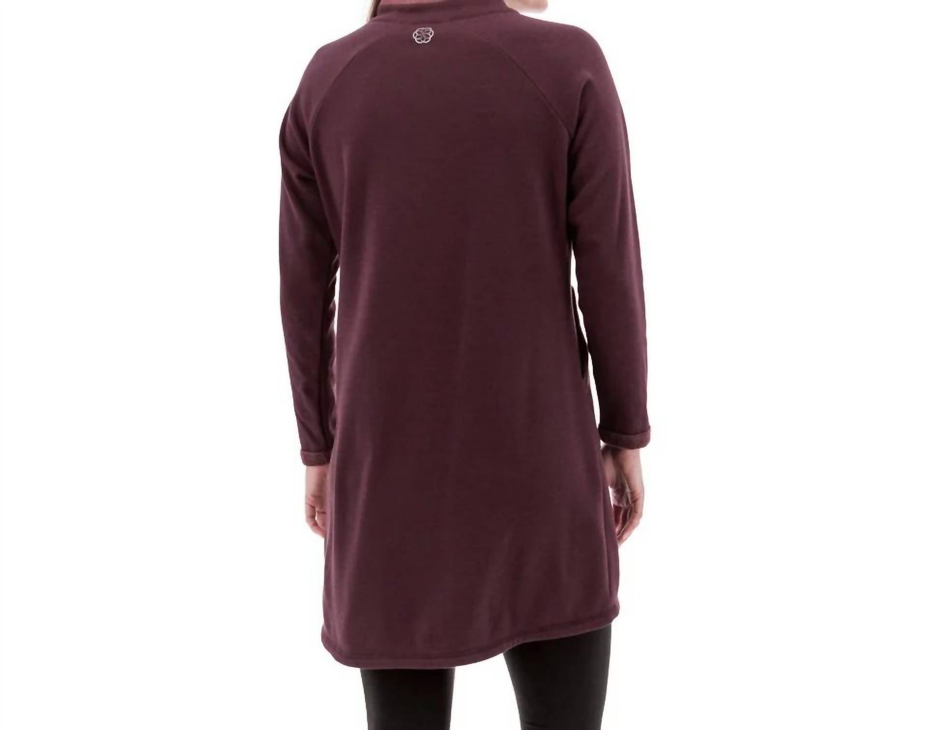 Aventura Weekend Mock Neck Fleece Dress in sassafras - women's dress - detail view