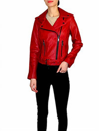 Moto Belted Zip Up Leather Jacket