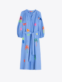 Vilagallo - Women's Long Dress With Tropical Embroidery