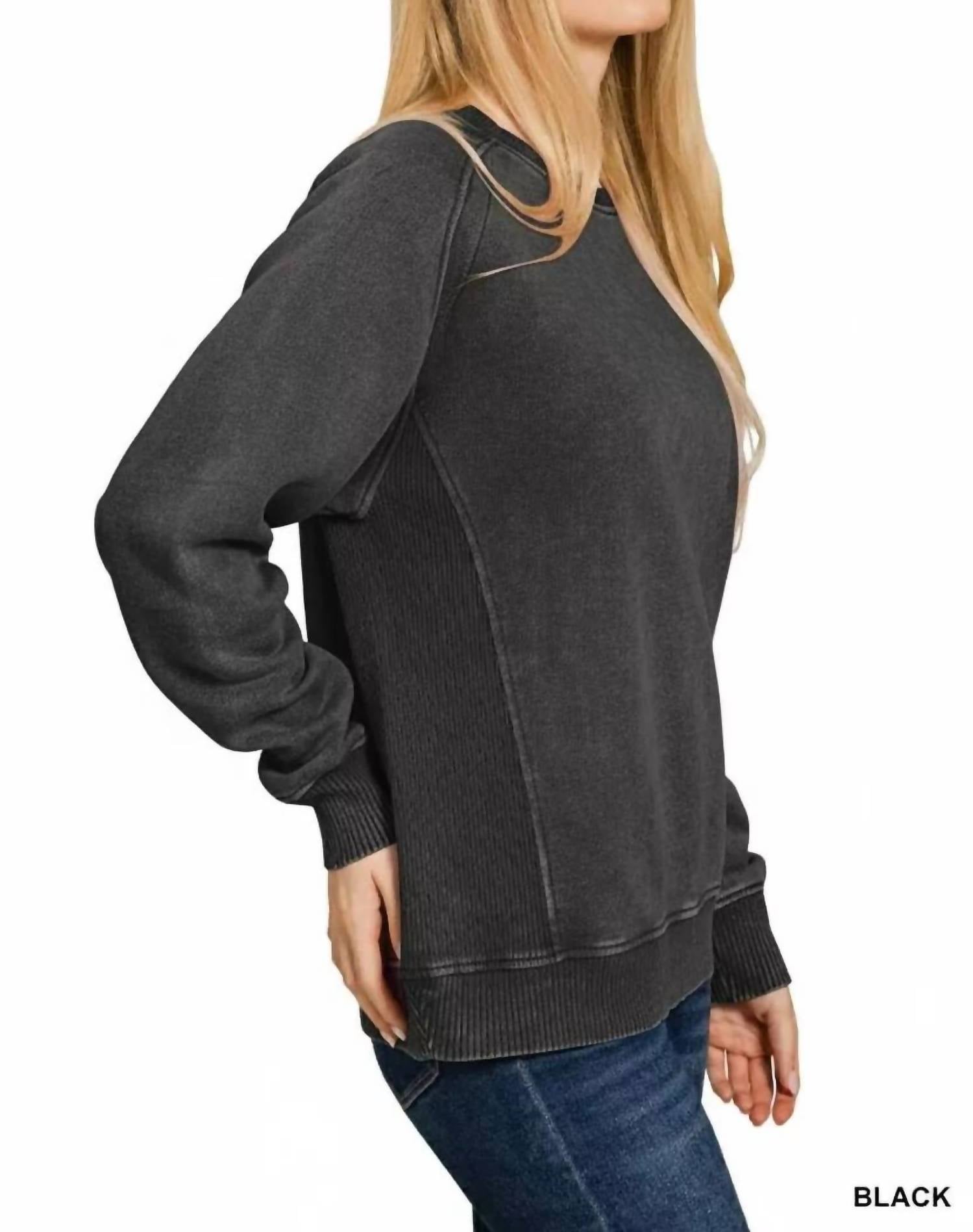 Zenana - Acid Washed Fleece Sweatshirt
