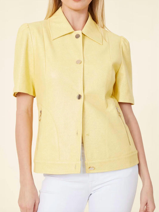 Dolce Cabo - Vegan Leather Perforated Short Sleeve Shirt Jacket