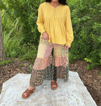 Young Threads - Patchwork Tiered Wide Leg Pants