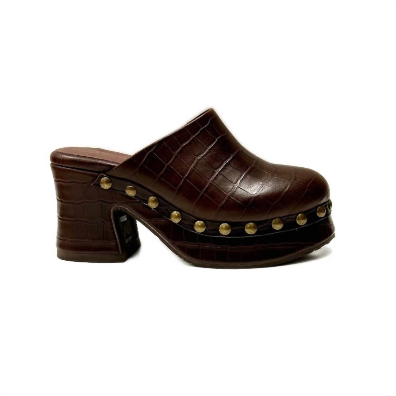 CHOCOLAT BLU Women's Hester Platform Clog in brown crocodile - women's shoe