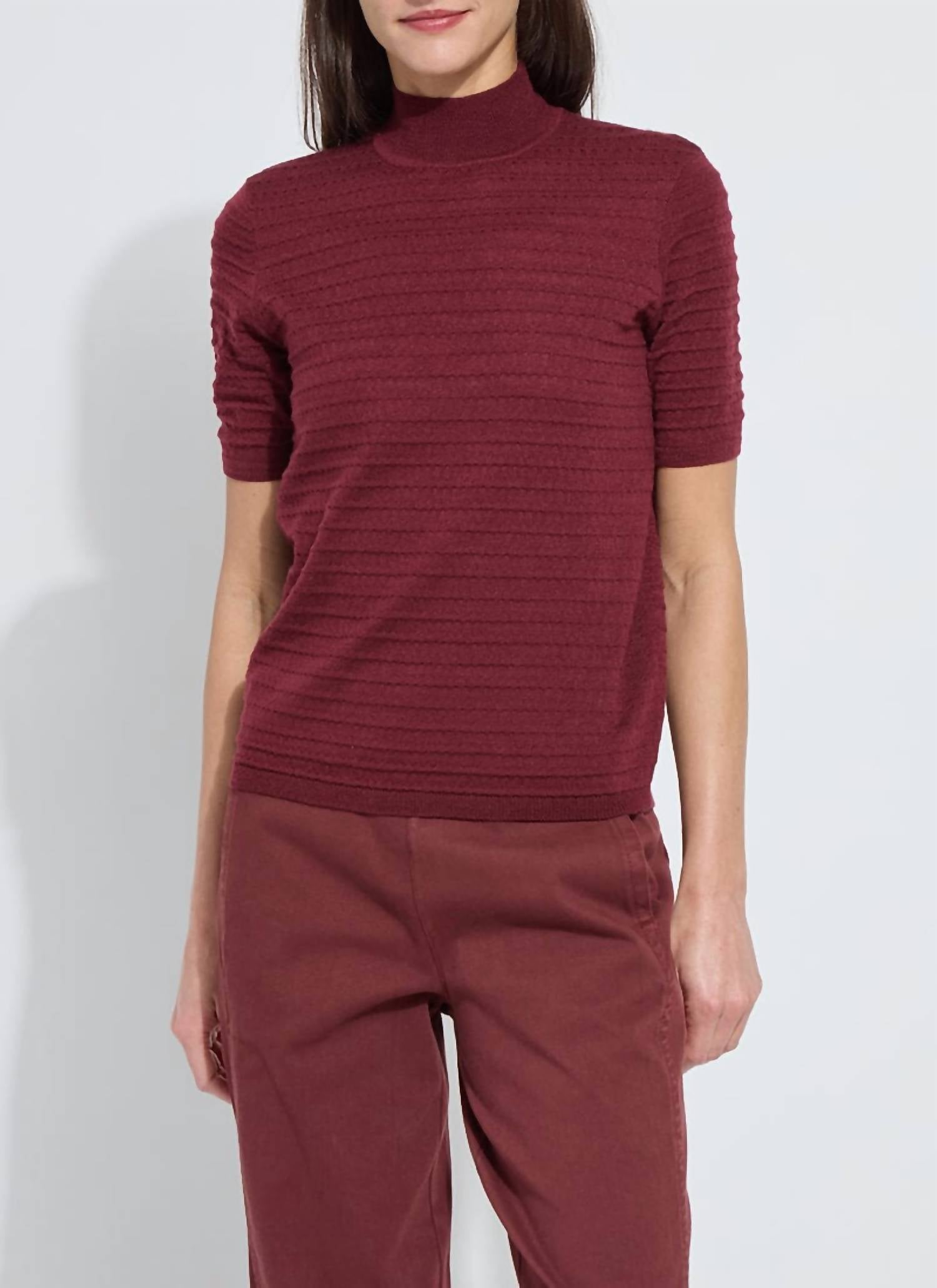 Lysse - Lottie Smocked Mock Short Sleeve Sweater
