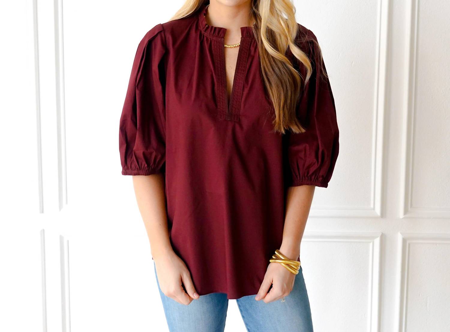 Caryn Lawn - Anna V Neck Top