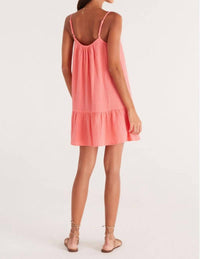 Z Supply Women's Amalia Gauze Mini Dress in papaya glow - women's dress - detail view
