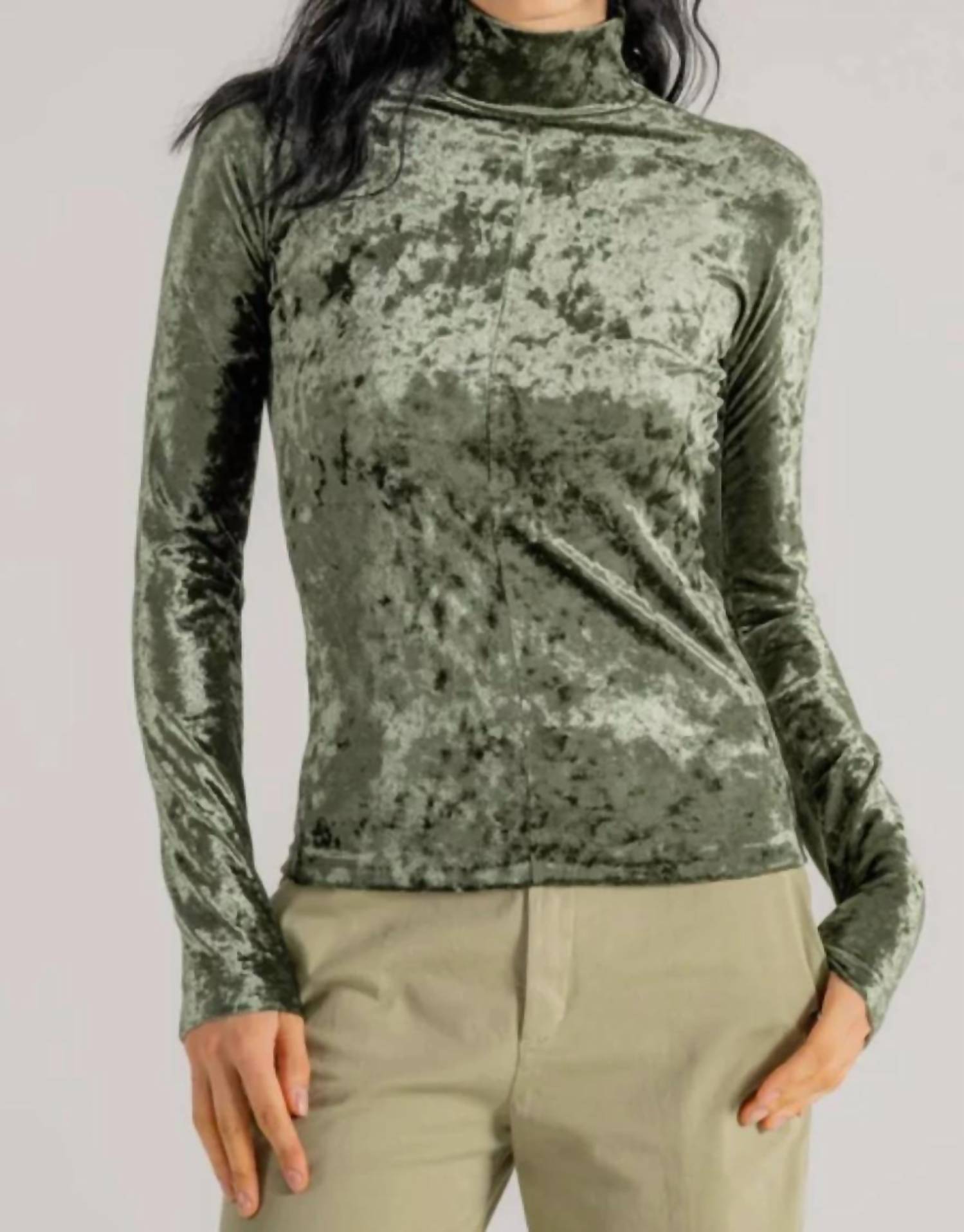 Forte Forte - Iridescent Stretch Velvet Turtleneck Top