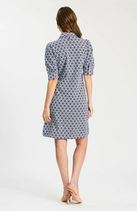 Tyler Boe Alicia Knit Dress in blue white stain glass - women's dress - detail view