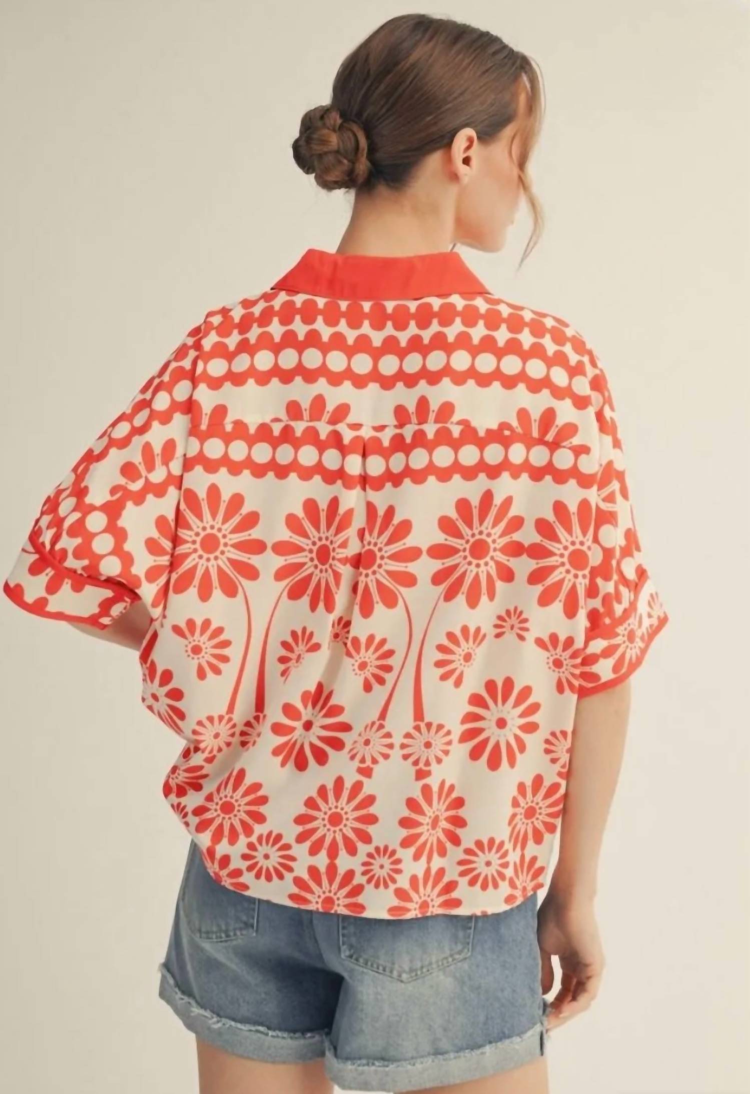 Jodifl - Drop Shoulder Floral Top