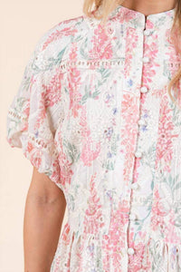 Geegee X Lovelo - Floral Eyelet Lace Mini Shirt Dress