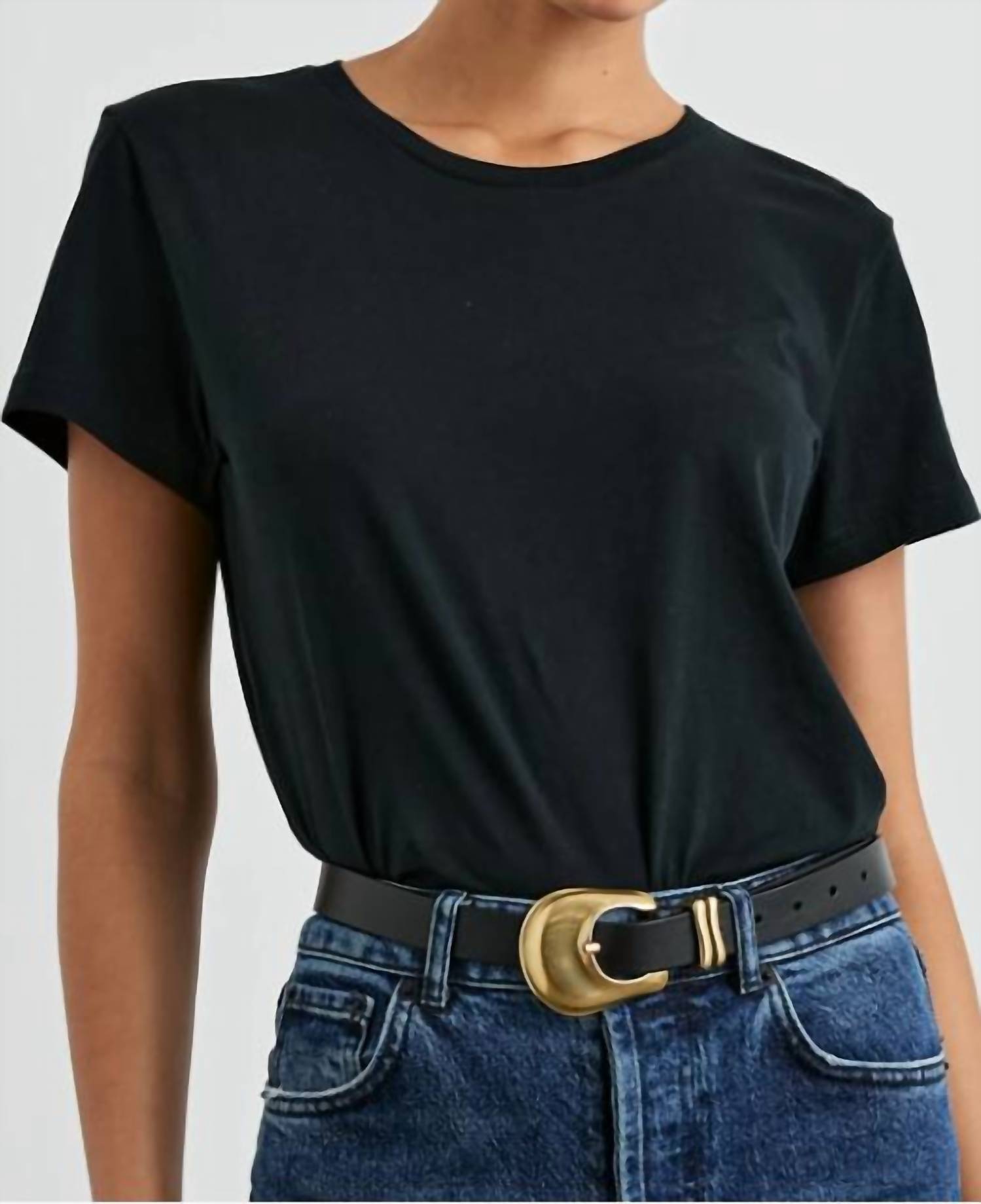 Rails Short Sleeve Classic Crew T-Shirt in black - women's t-shirt - detail view