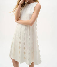 Joseph Ribkoff Viscose Sweater Knit Sleeveless A Line Dress in vanilla - women's dress
