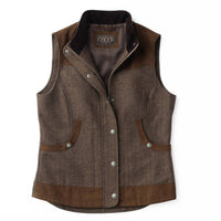 Madison Creek Outfitters Women's Channel Wool Vest in tan herringbone - women's blouse