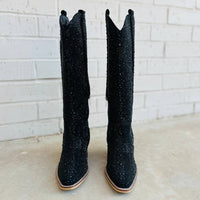 MiiM Women's Nashville Nights Rhinestone Boots in black - women's shoe - detail view