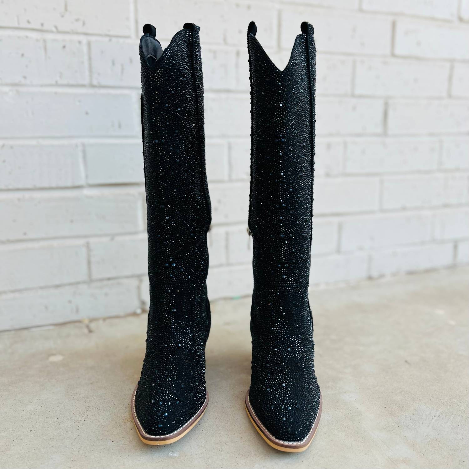 MiiM Women's Nashville Nights Rhinestone Boots in black - women's shoe - detail view