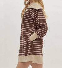 Entro - Ribbed Zip-up Collared Mini Dress
