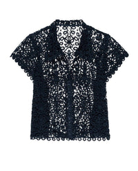 The Great. - Lattice V Neck Top