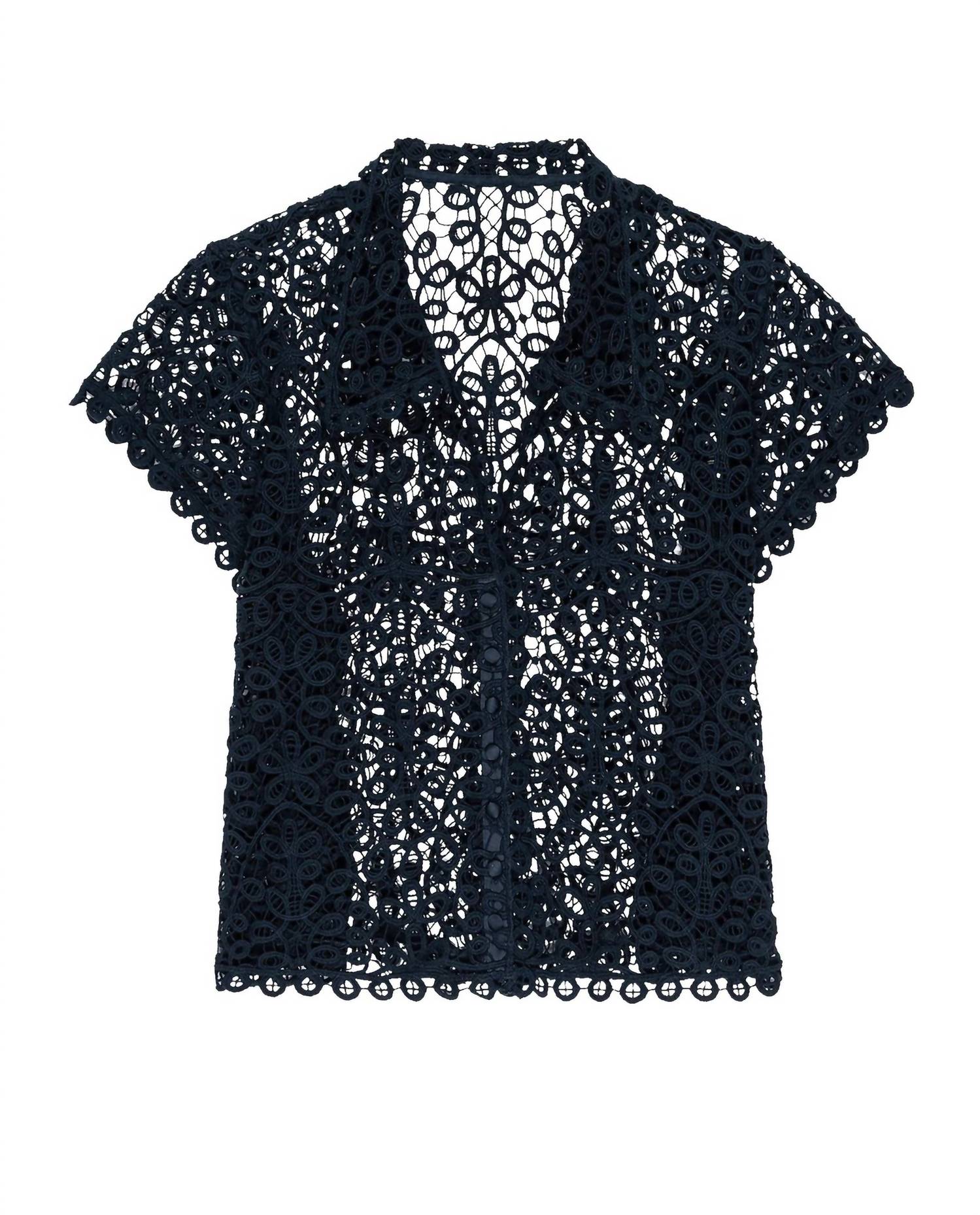 The Great. - Lattice V Neck Top