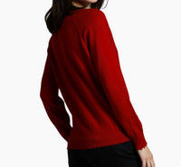 Minnie Rose - Cotton Cashmere Frayed Edge V-neck Sweater