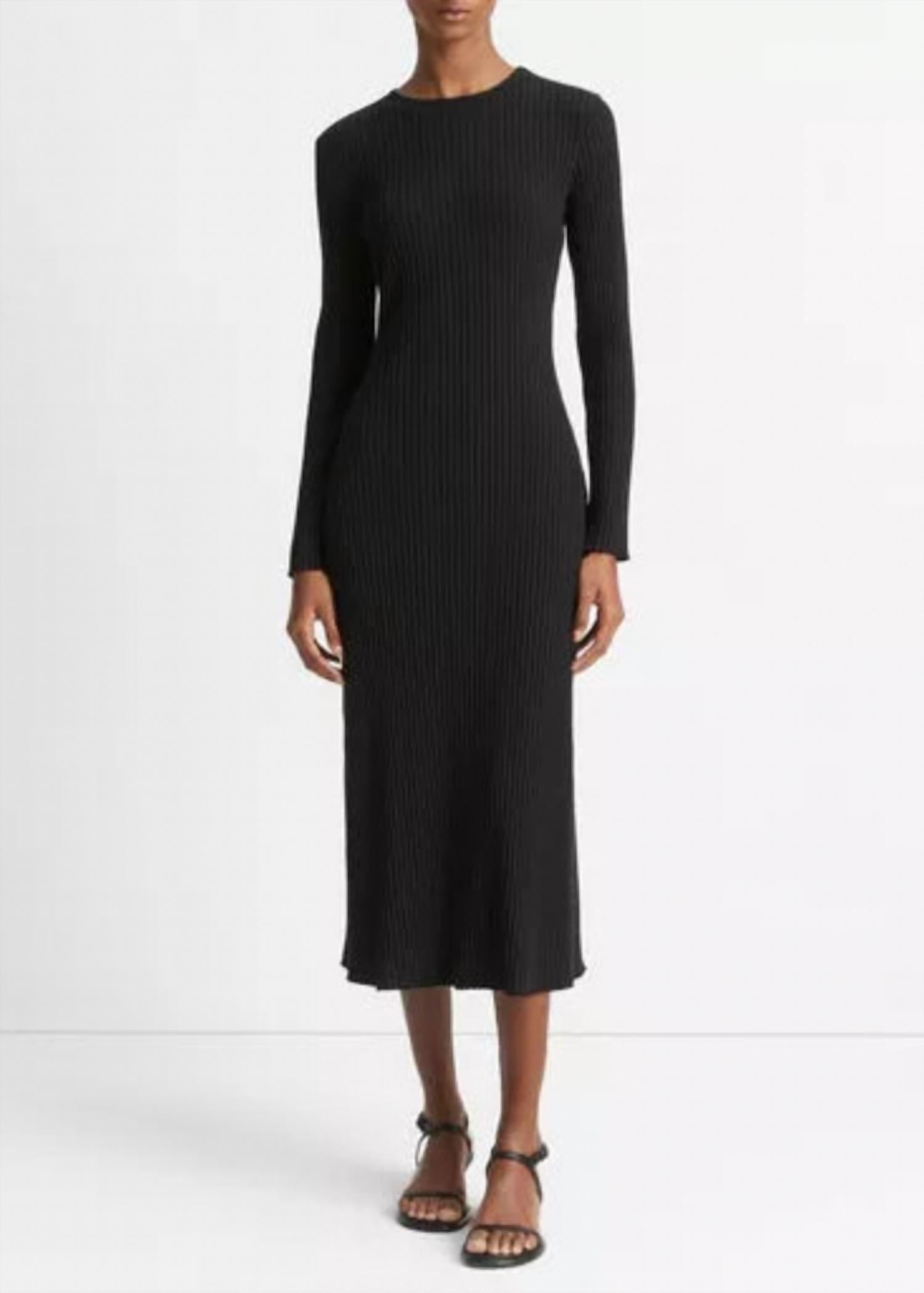 Vince - Rib Longsleeve High Crew Neck Dress