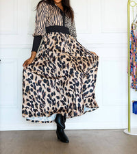 Little Secret Of Mine - Women's Animal Print Long Sleeve Maxi Dress