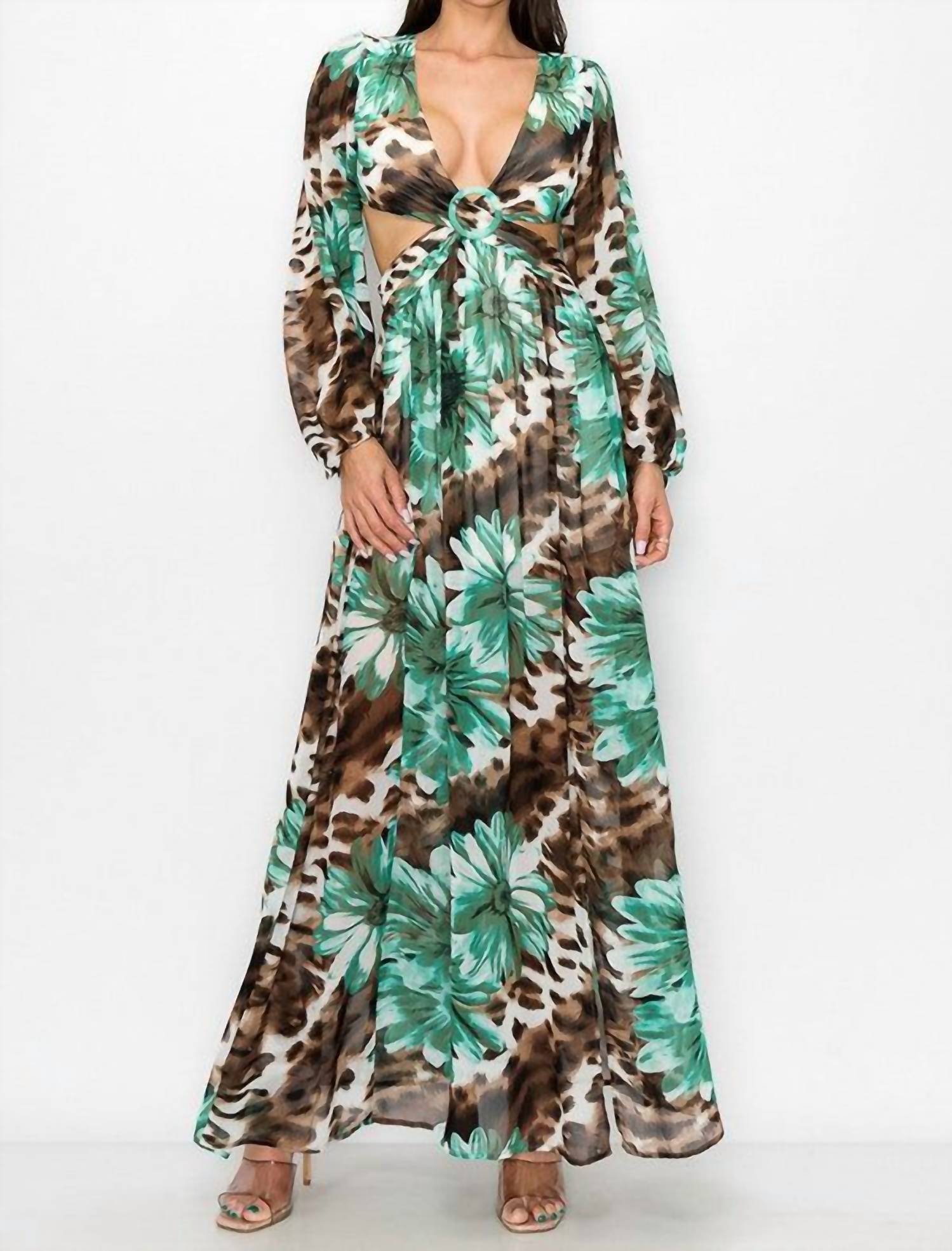 Little Secret Of Mine - O-ring Long Sleeve Maxi Dress