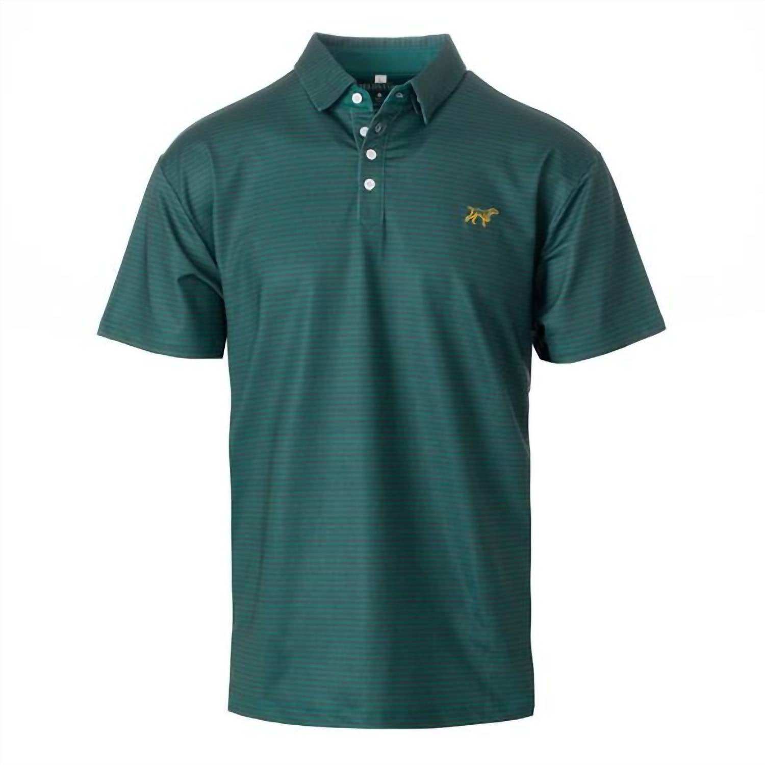 Fieldstone Men's Signature Polo in green stripe - men's shirt