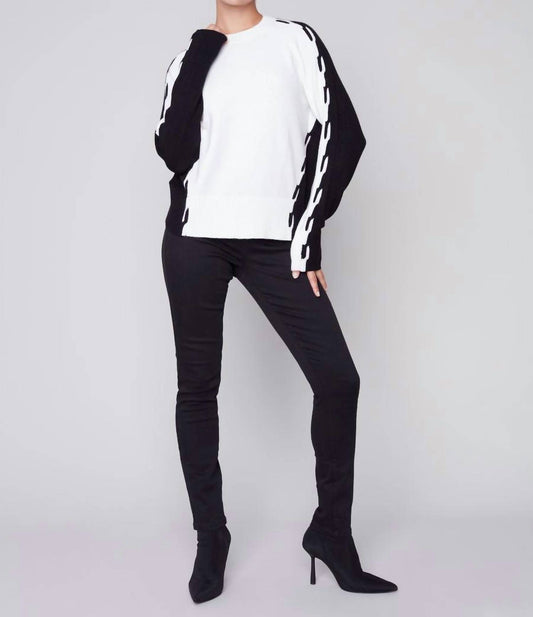 Charlie B - Raglan Sleeve Colorblock Side Cable Sweater